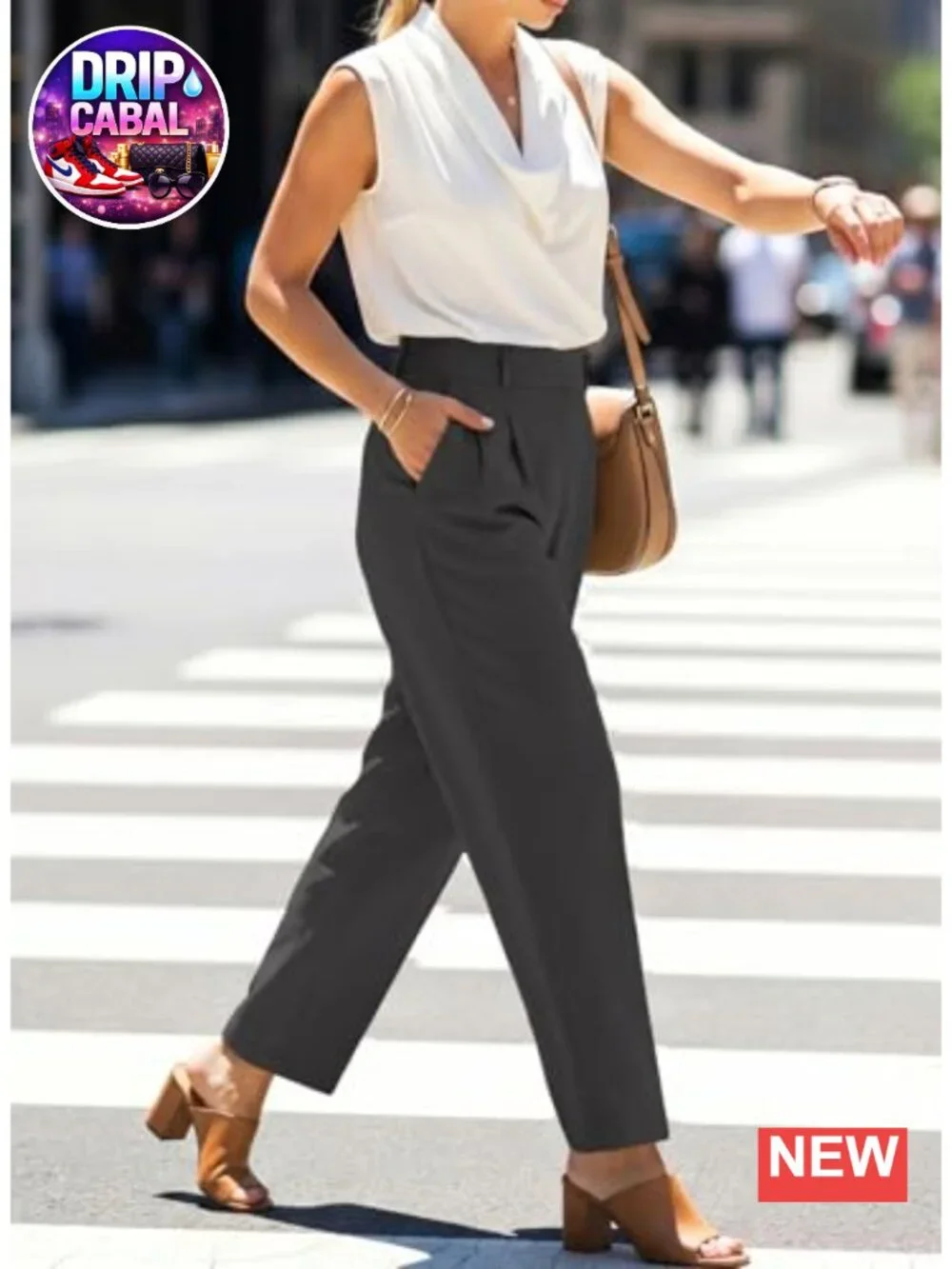 Wide Leg Barrel Pants with Pockets High Waisted Loose Fit Business Casual